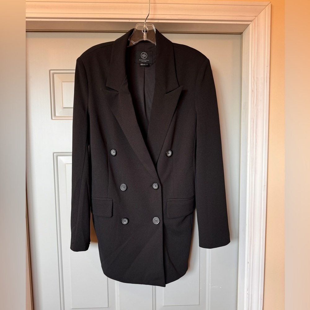 BoomBoom Jeans Black Double-Breasted Blazer Jacket Medium Career Office Chic